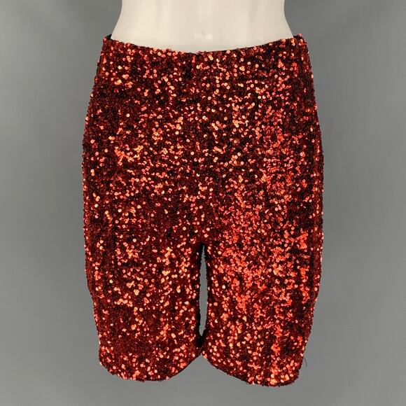 RETROFETE Size S Orange Sequined Shorts - Picture 1 of 5
